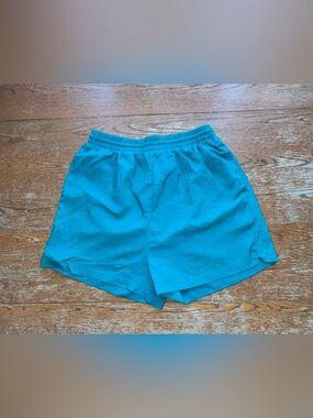 The Body Co. Vintage 90s  Aqua Blue Unlined Nylon Athletic Shorts Size Large
